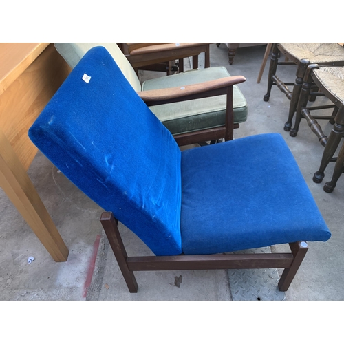 2595 - A RETRO TEAK RECLINER ARMLESS RECLINER CHAIR