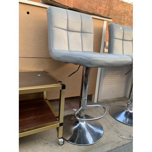 2603 - FOUR PUMP STOOLS ON POLISHED CHROME BASE