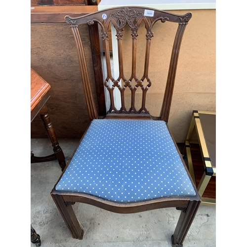 2605 - A VICTORIAN OCTAGONAL TWO TIER CENTRE TABLE AND A MAHOGANY 18TH CENTURY STYLE DINING CHAIR