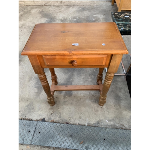 2612 - A PINE SIDE TABLE WITH DRAWER, 25