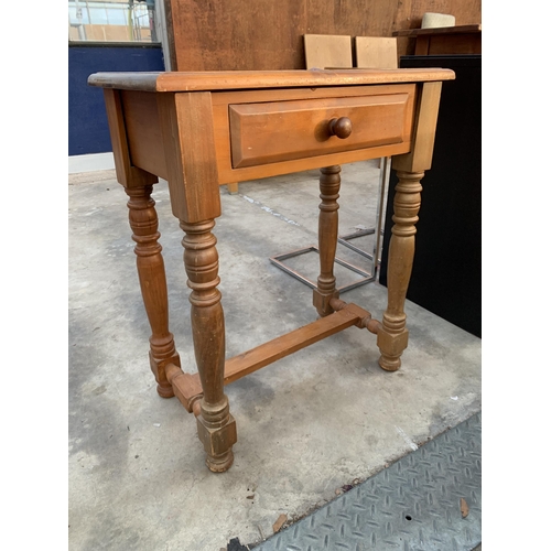 2612 - A PINE SIDE TABLE WITH DRAWER, 25