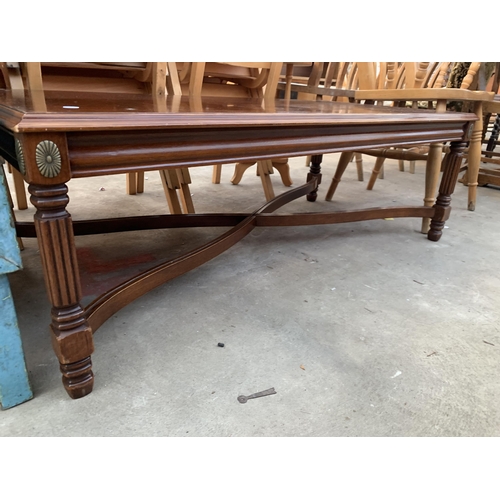 2616 - A VICTORIAN STYLE KITCHEN ELBOW CHAIR AND A COFFEE TABLE