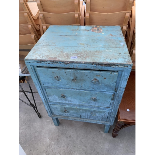 2617 - A PAINTED VICTORIAN CHEST OF THREE DRAWERS, 24