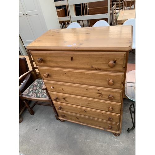 2619 - A PINE CHEST OF SIX DRAWERS, 34