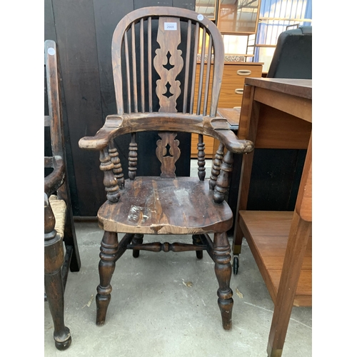 2668 - AN ELM AND BEECH CHILDS HIGH BACK WINDSOR CHAIR