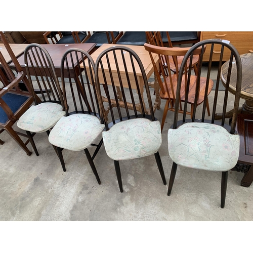 2672 - A SET OF FOUR ERCOL QUAKER STYLE DINING CHAIRS