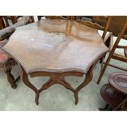 2675 - A VICTORIAN OCTAGONAL ROSEWOOD AND INLAID TWO TIER CENTRE TABLE, 29