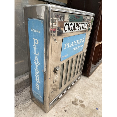 1516 - A VINTAGE STAINLESS STEEL PLAYERS CIGARETTES VENDING MACHINE