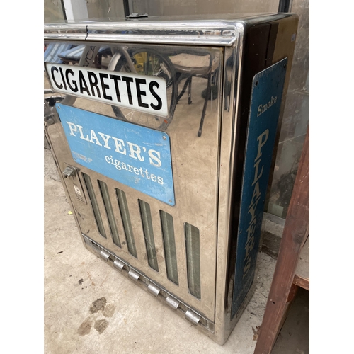 1516 - A VINTAGE STAINLESS STEEL PLAYERS CIGARETTES VENDING MACHINE