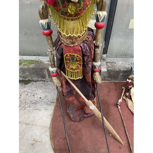 1518 - THREE HANDMADE VINTAGE INDONESIAN MARIONETTE ZOTHER DOLL PUPPETS