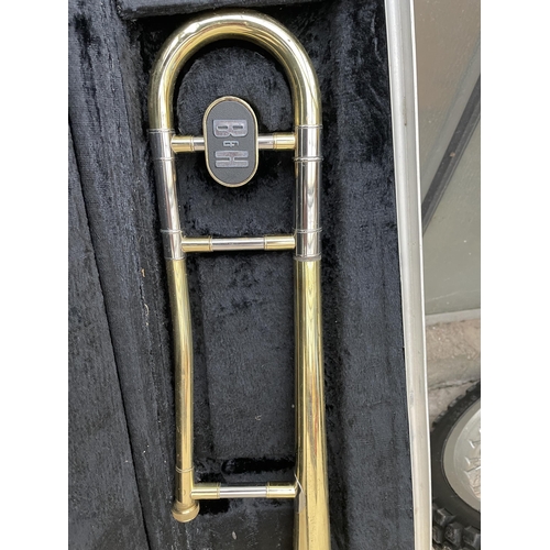 1520 - A BOOSEY & HAWKES REGENT II TROMBONE WITH CARRY CASE AND COMPLETE WITH MOUTH PIECE