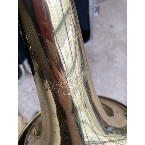 1520 - A BOOSEY & HAWKES REGENT II TROMBONE WITH CARRY CASE AND COMPLETE WITH MOUTH PIECE