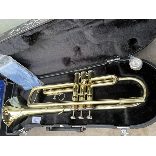 1521 - A JUPITER BRASS TRUMPET WITH CARRY CASE AND MOUTH PIECE