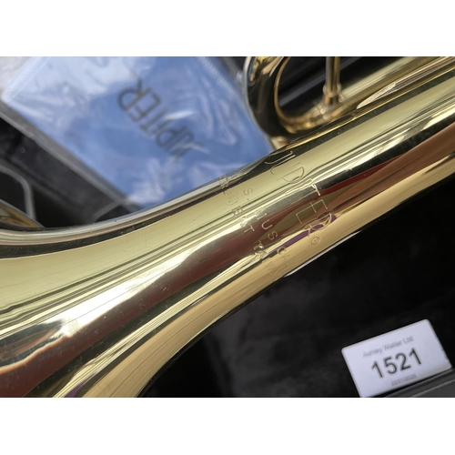 1521 - A JUPITER BRASS TRUMPET WITH CARRY CASE AND MOUTH PIECE