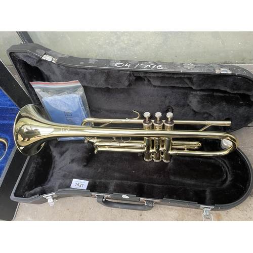 1521 - A JUPITER BRASS TRUMPET WITH CARRY CASE AND MOUTH PIECE