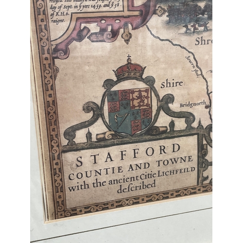 1531 - A VINTAGE FRAMED MAP OF STAFFORD