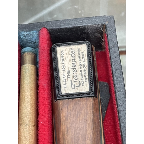 1551 - A CASED TRAVEL MASTER SNOOKER CUE