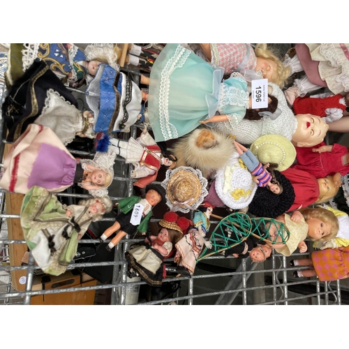 1596 - A LARGE ASSORTMENT OF VARIOUS VINTAGE DOLLS