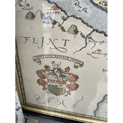 1609 - A VINTAGE FRAMED MAP OF CHESHIRE