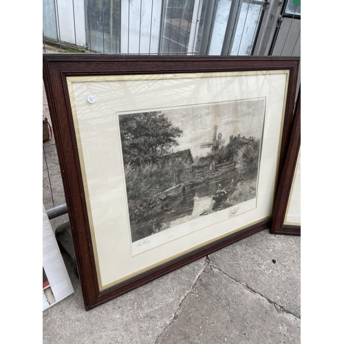 1641 - TWO VINTAGE FRAMED PENCIL SIGNED PRINTS