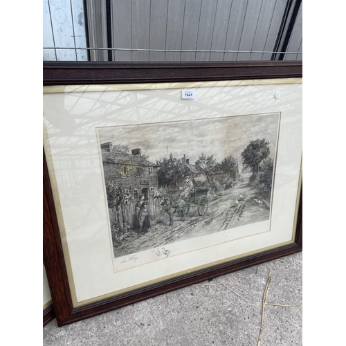 1641 - TWO VINTAGE FRAMED PENCIL SIGNED PRINTS