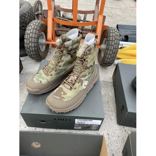 1671 - TWO NEW AND BOXED PAIRS OF LALO RAPID ASSAULT BOOTS IN A UK 6.5 (ONE BLACK PAIR AND ONE CAMMO)