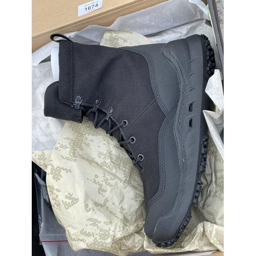 1674 - TWO NEW AND BOXED PAIRS OF LALO RAPID ASSAULT BOOTS (ONE BLACK PAIR UK 7 AND ONE CAMMO UK 7.5)