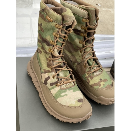 1674 - TWO NEW AND BOXED PAIRS OF LALO RAPID ASSAULT BOOTS (ONE BLACK PAIR UK 7 AND ONE CAMMO UK 7.5)