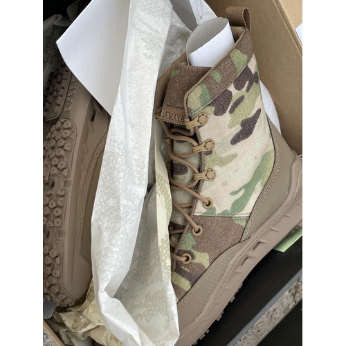 1675 - TWO NEW AND BOXED PAIRS OF LALO RAPID ASSAULT BOOTS IN A UK 7.5 (ONE BLACK PAIR AND ONE CAMMO)