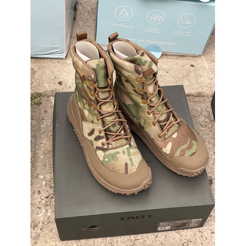 1680 - TWO NEW AND BOXED PAIRS OF LALO RAPID ASSAULT BOOTS IN A UK 8 (BOTH CAMMO)