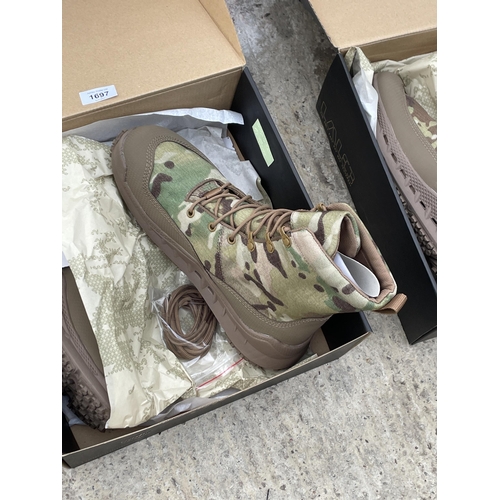 1697 - TWO NEW AND BOXED PAIRS OF LALO RAPID ASSAULT BOOTS (BOTH CAMMO ONE UK 10.5 AND ONE UK 11)