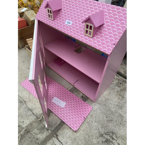 1958 - A WOODEN DOLLS HOUSE WITH AN ASSORTMENT OF FURNITURE