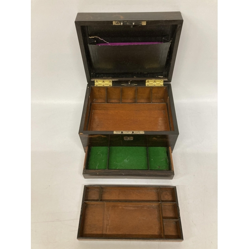 24A - A COROMANDEL WOODEN BOX WITH SECRET DRAWER - 31 CM (W) 18.5 CM (H)