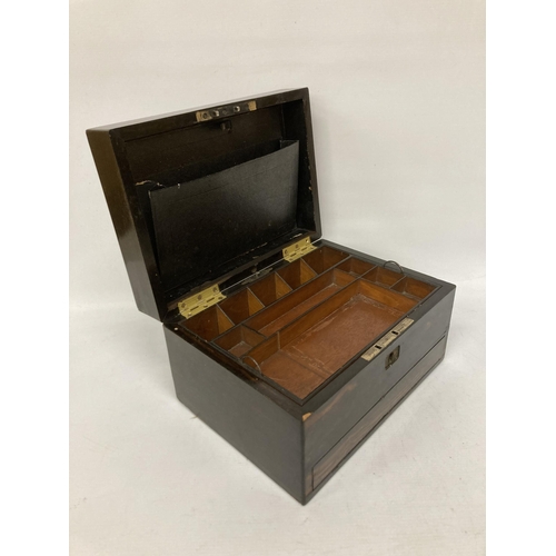 24A - A COROMANDEL WOODEN BOX WITH SECRET DRAWER - 31 CM (W) 18.5 CM (H)