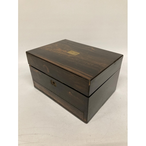 24A - A COROMANDEL WOODEN BOX WITH SECRET DRAWER - 31 CM (W) 18.5 CM (H)