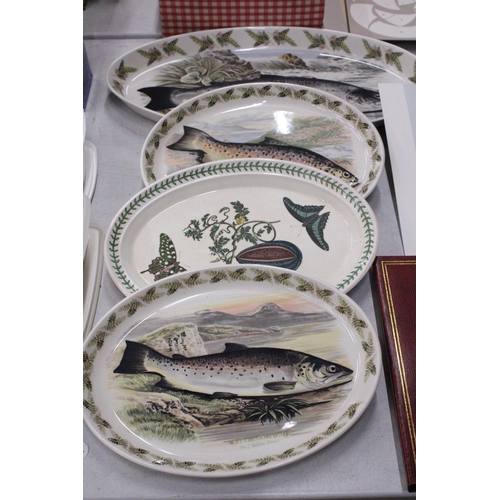 266 - FOUR LARGE PORTMEIRION PLATTERS, THREE WITH FISH DESIGNS