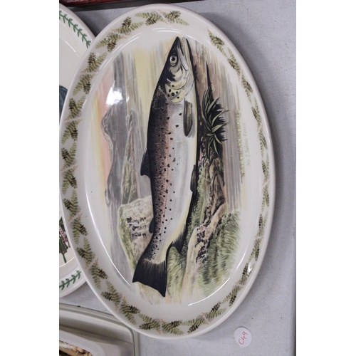 266 - FOUR LARGE PORTMEIRION PLATTERS, THREE WITH FISH DESIGNS