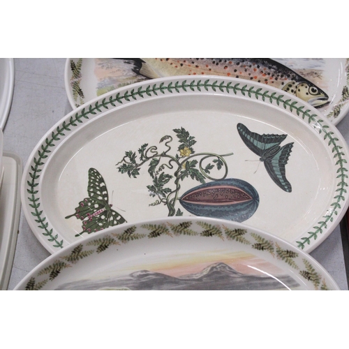 266 - FOUR LARGE PORTMEIRION PLATTERS, THREE WITH FISH DESIGNS