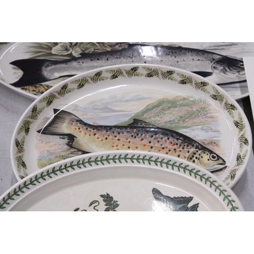 266 - FOUR LARGE PORTMEIRION PLATTERS, THREE WITH FISH DESIGNS