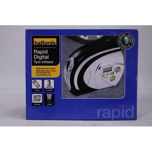 268 - A HALFORDS RAPID DIGITAL TYRE INFLATOR, BOXED