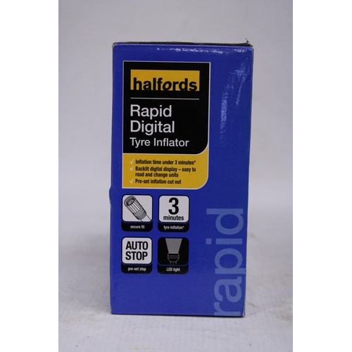 268 - A HALFORDS RAPID DIGITAL TYRE INFLATOR, BOXED