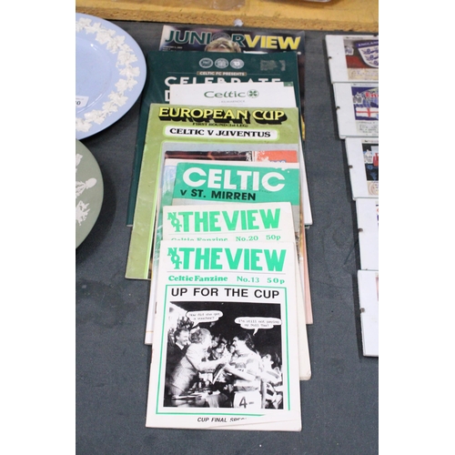 878 - ELEVEN VINTAGE CELTIC PROGRAMMES, ONE SIGNED WITH SIGNATURES