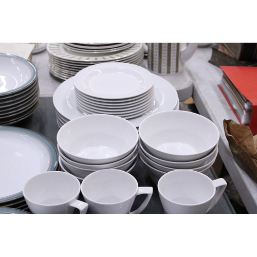 905 - A LARGE QUANTITY OF DENBY DINNERWARE TO INCLUDE PLATES, BOWLS, CUPS, MUGS, SAUCERS AND A SUGAR BOWL