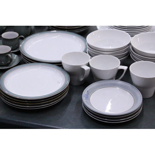 905 - A LARGE QUANTITY OF DENBY DINNERWARE TO INCLUDE PLATES, BOWLS, CUPS, MUGS, SAUCERS AND A SUGAR BOWL