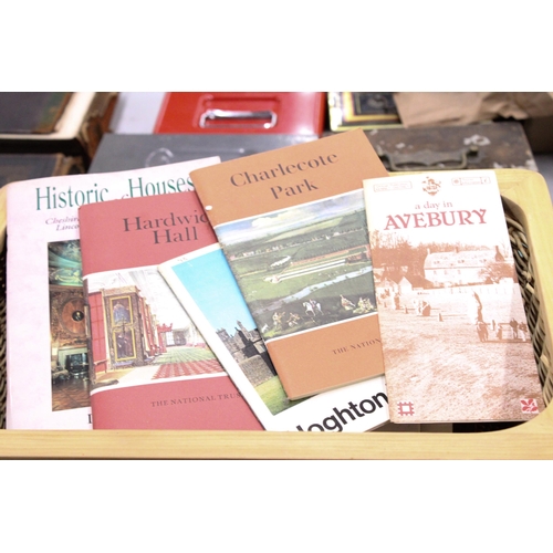 908 - A COLLECTION OF BROCHURES, ETC FROM STATELY HOMES AND PLACES OF INTEREST IN A BASKET