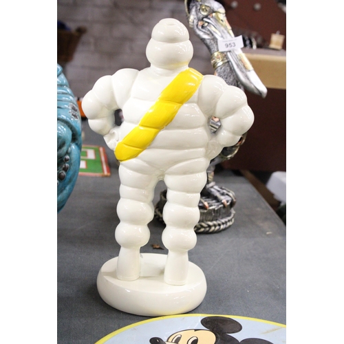 954 - A LARGE METAL MICHELIN MAN FIGURE, HEIGHT APPROX 34CM