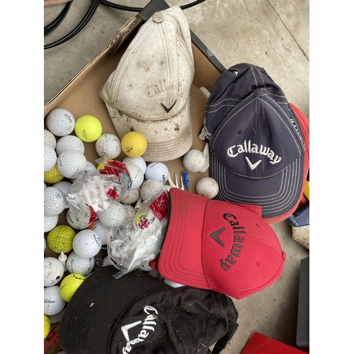 1773 - AN ASSORTMENT OF GOLF BALLS AND GOLF HATS