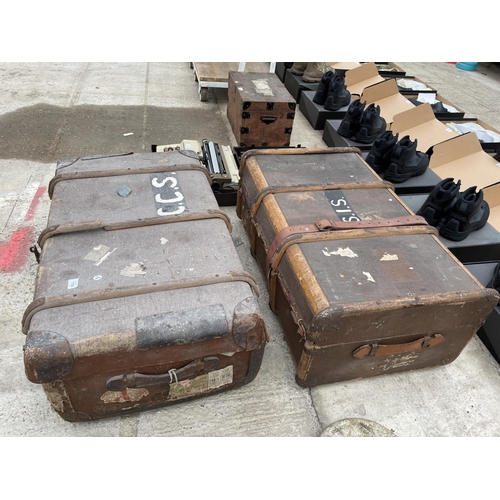 1794 - TWO VINTAGE WOODEN BANDED TRAVEL CASES