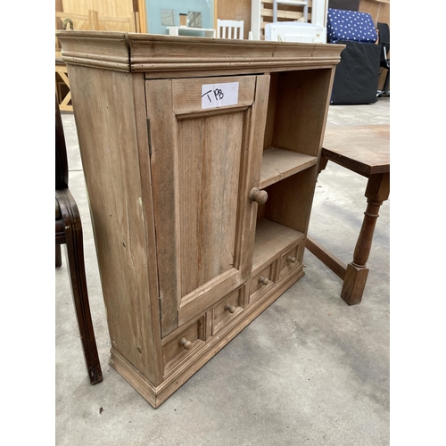 2935 - A PINE WALL CABINET WITH FOUR SPICE DRAWERS, 26