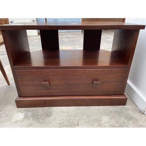 2942 - A MAHOGANY T.V. CORNER STAND, 27.5